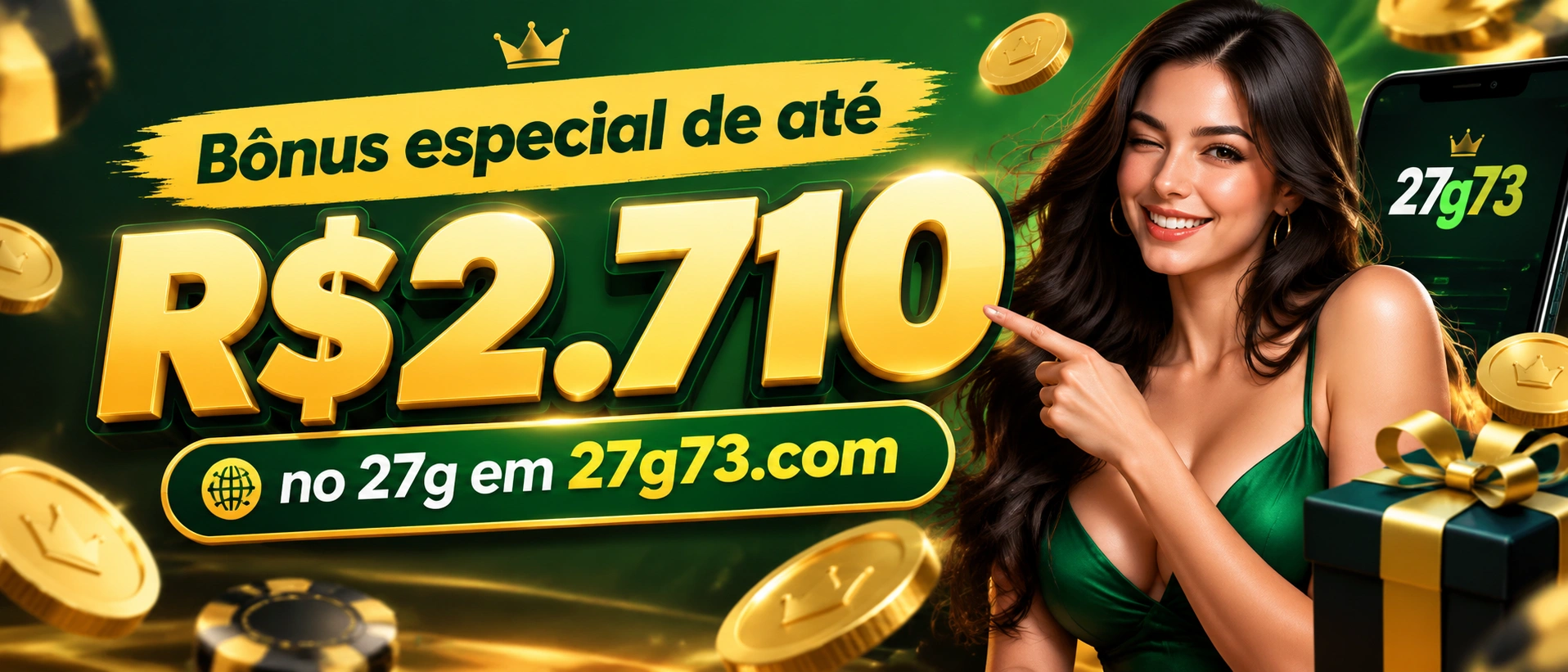 Tela promocional do bônus de boas-vindas da 27g73