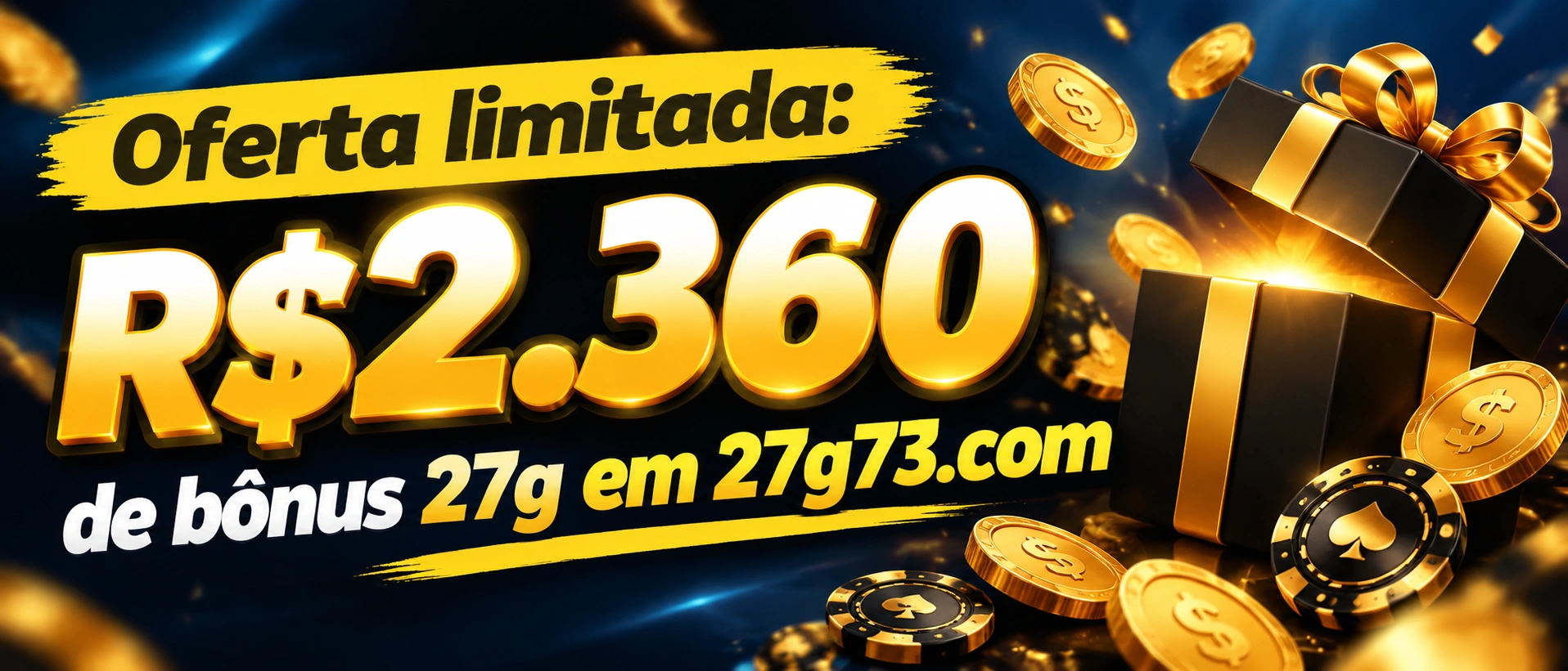 Banner promocional da 27g73 com campanhas de pacote vermelho, rebate e vantagens VIP